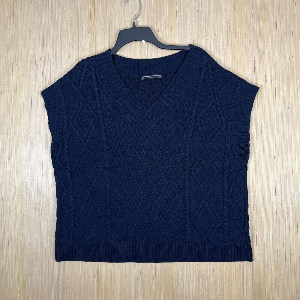 Peruvian Connection Sweater Vest OS Cable Knit Pima Cotton Bohemian Lagenlook